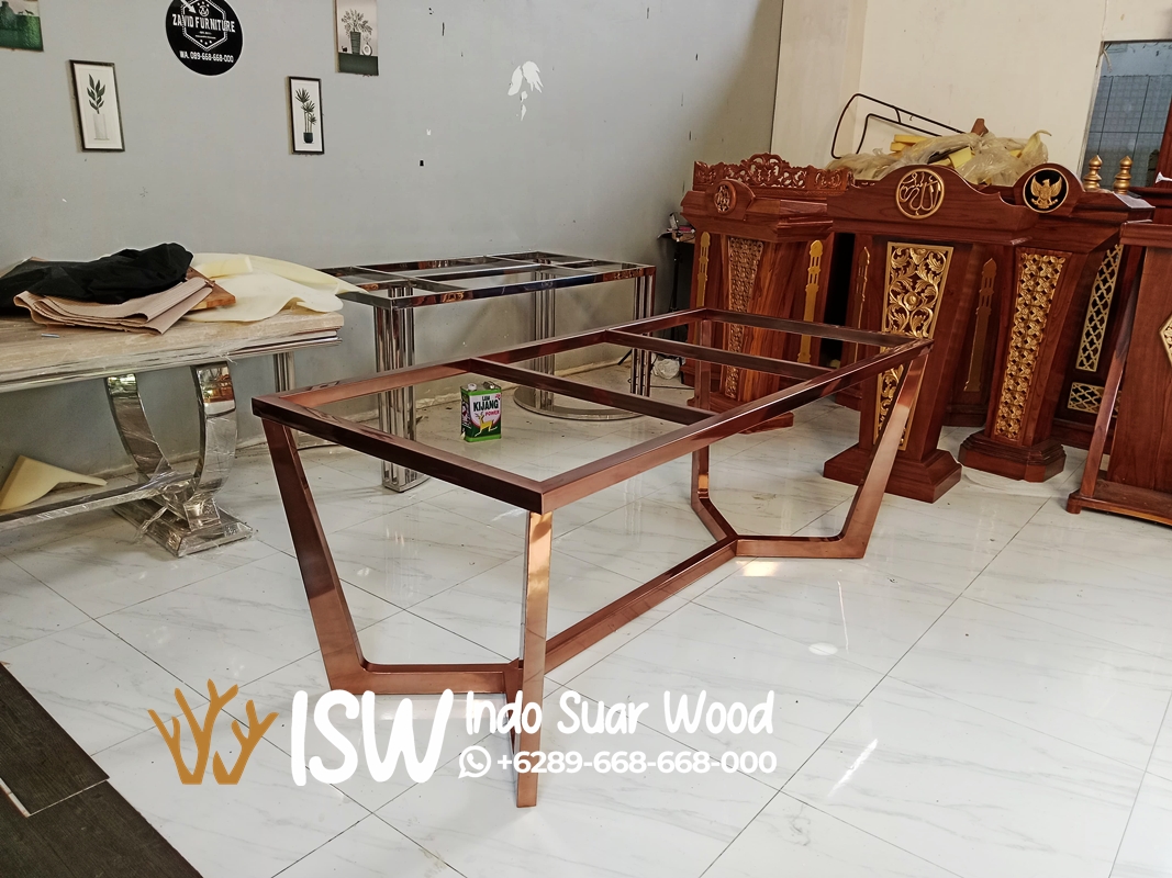 Kaki Meja Makan Marmer Stainless Terkini - Image 6