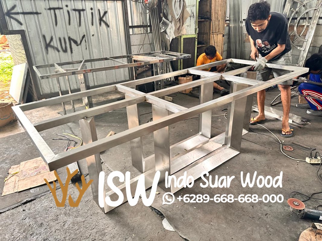 Kaki Meja Makan Marmer Stainless Terkini - Image 7