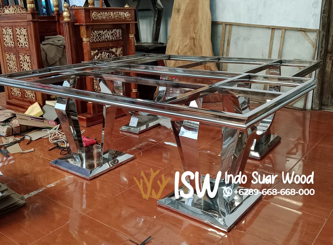 Kaki Meja Makan Marmer Stainless Terkini - Image 3