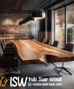 Meja Meeting Trembesi Bogor Bentuk Wood Utuh Tebal