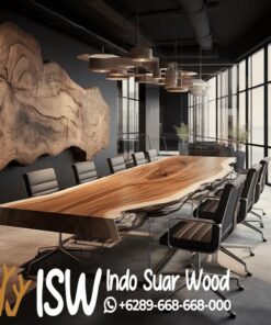 Meja Meeting Trembesi Bogor Bentuk Wood Utuh Tebal