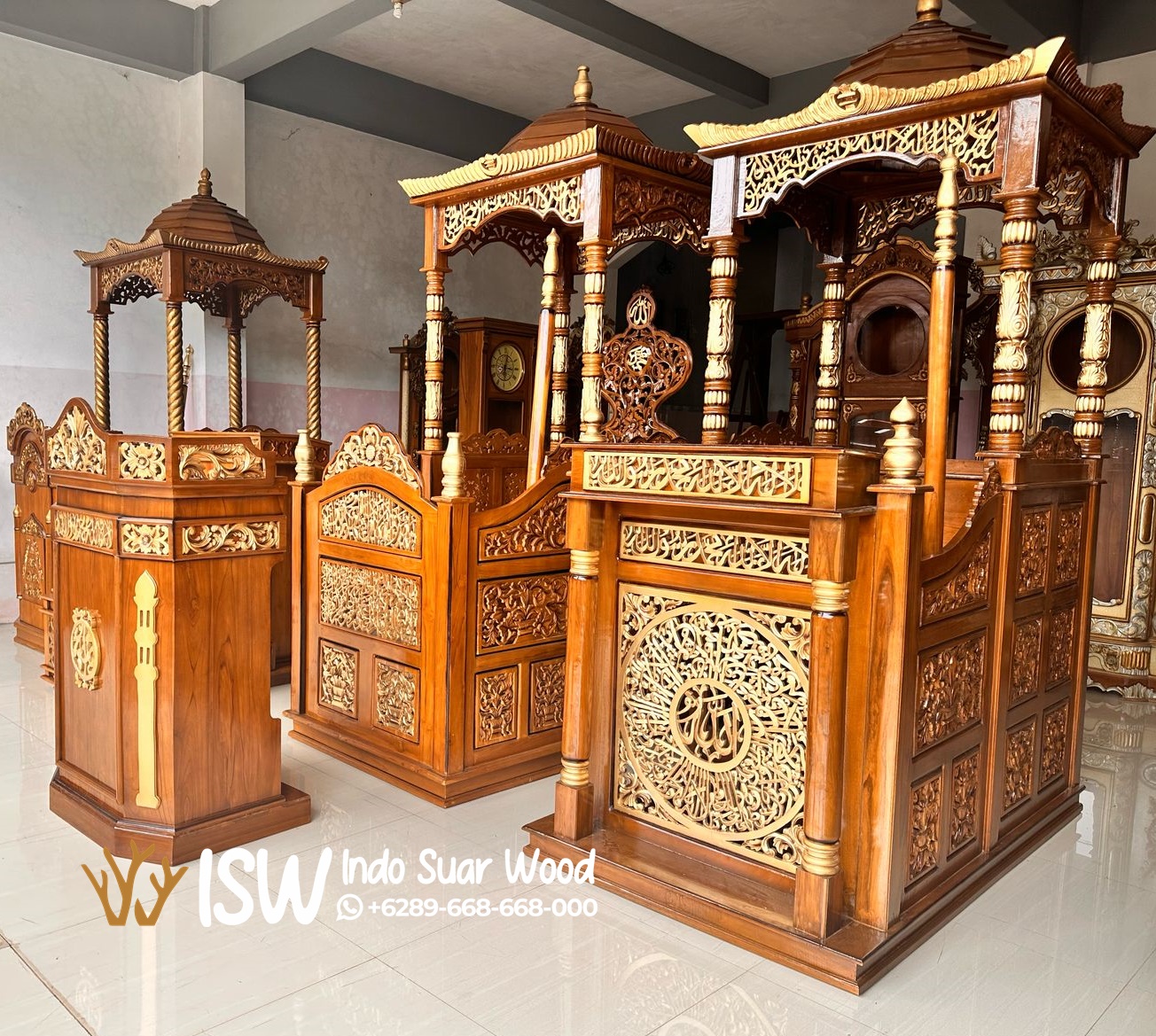 Mimbar Masjid kayu Jati Sumatra