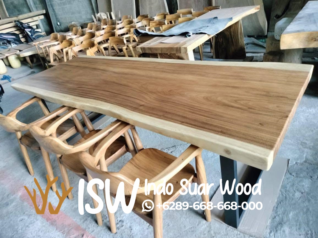 Meja Trembesi Kaki Besi Terbaru - Image 11