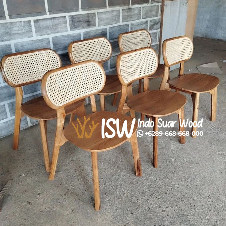 Kursi Cafe Kombinasi Jati Dan Rotan Kota Pekalongan