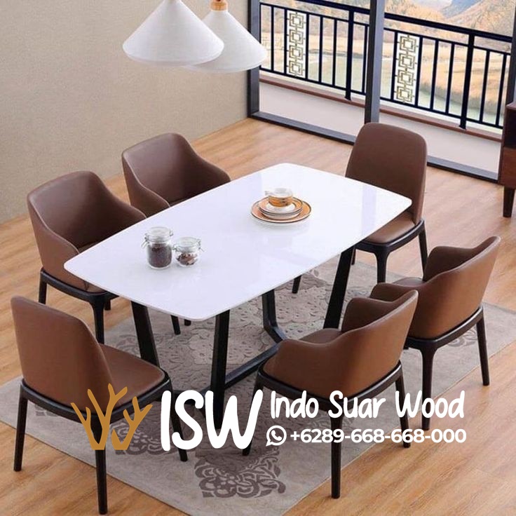 Meja Makan Marmer 6 Kursi - Image 5