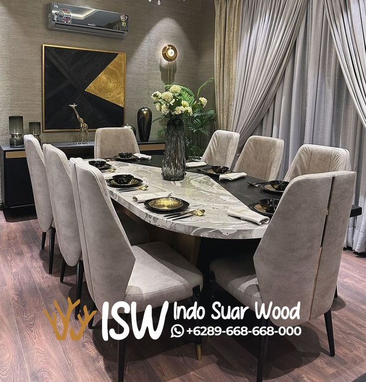 Meja Makan Marmer 8 Kursi - Image 5