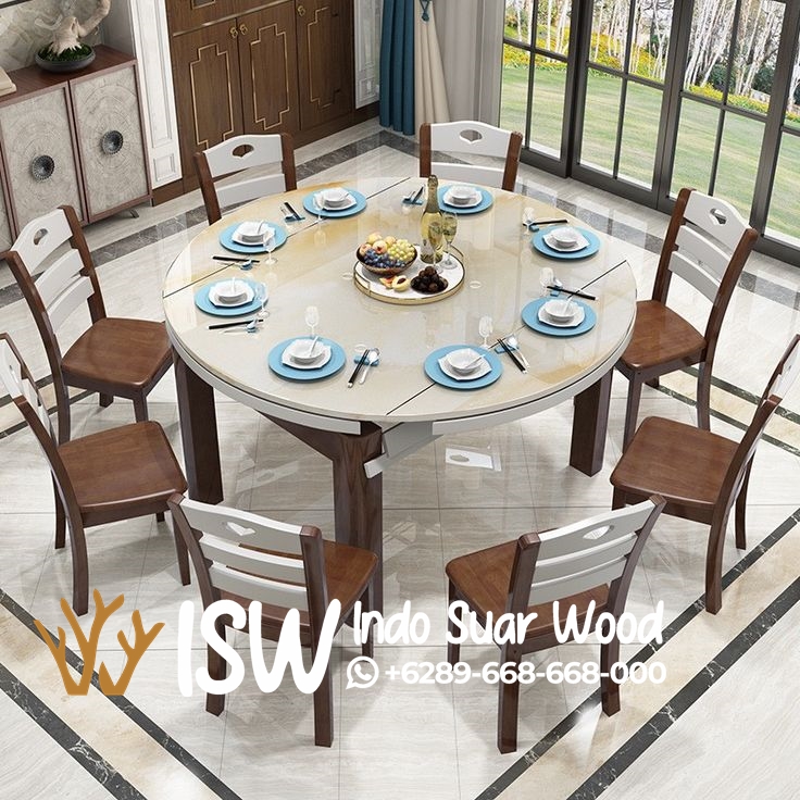 Meja Makan Marmer 8 Kursi