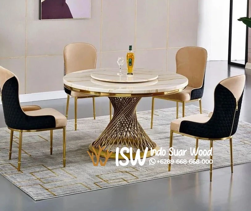 Meja Makan Marmer Putih - Image 4