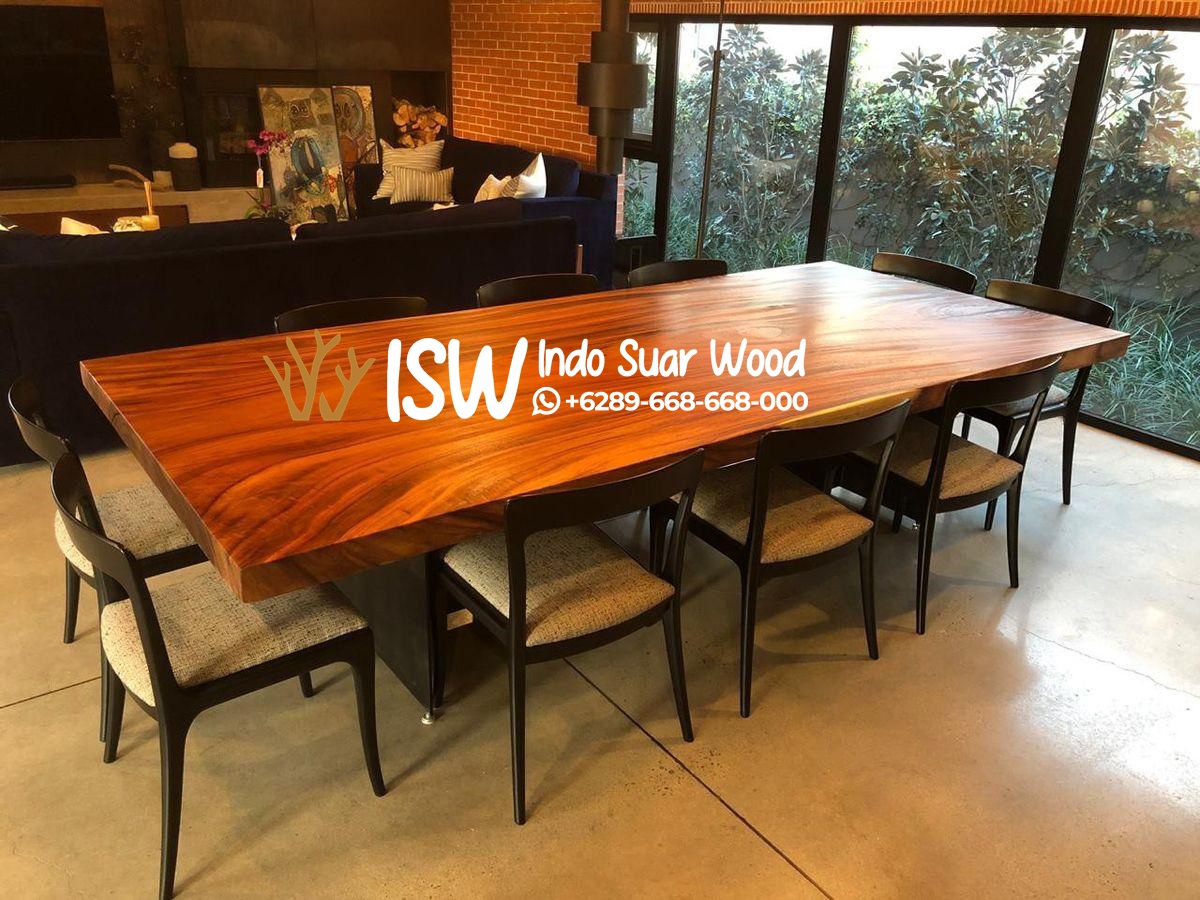 Meja Makan Utuh Sisi Flat Lurus Trembesi - Image 3