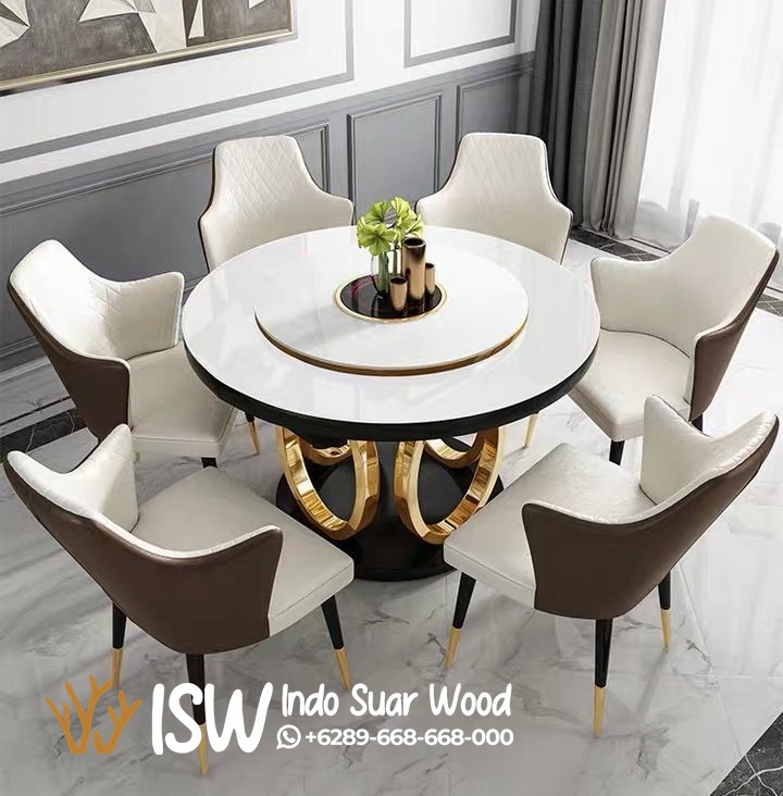 Meja Marmer Carrara Bulat