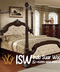 Tempat Tidur Kanopi Kayu Jati