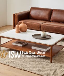 Coffe Table Marmer Kombinasi Jati Kota Magetan