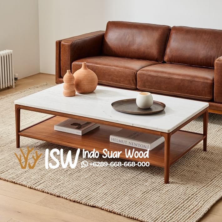 Coffe Table Marmer Kombinasi Jati Kota Magetan
