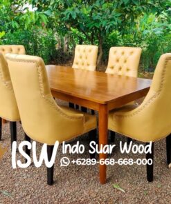 Meja Makan Kayu Jati 6 Kursi Busa Tebal
