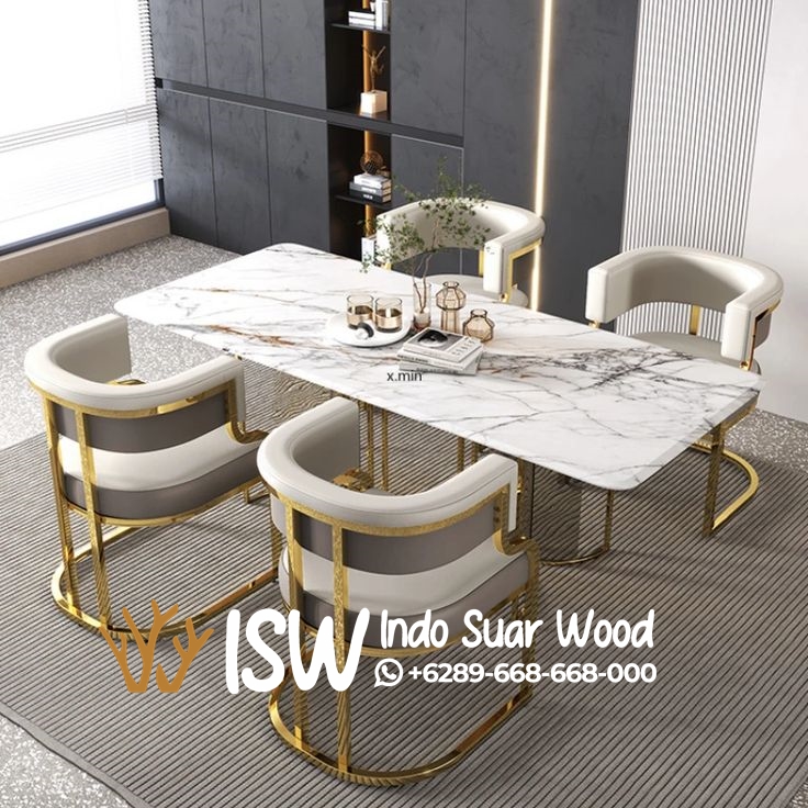 Meja Makan Marmer 4 Kursi - Image 2