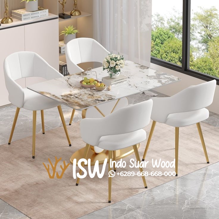 Meja Makan Marmer 4 Kursi