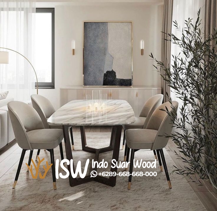 Meja Makan Marmer 4 Kursi - Image 5