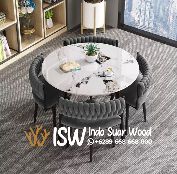 Meja Makan Marmer 4 Kursi - Image 4