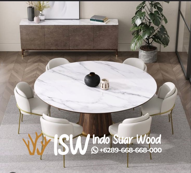 Meja Makan Marmer Bulat