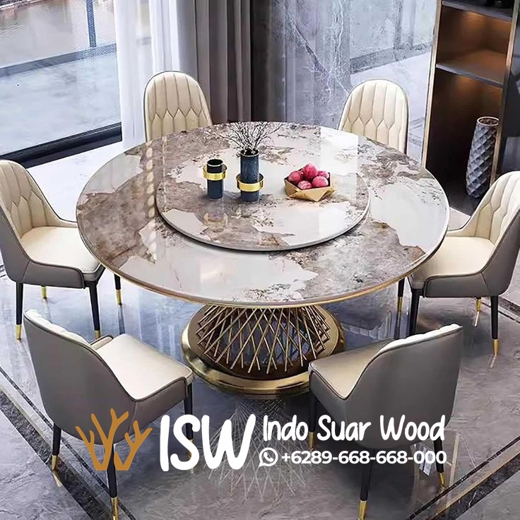 Meja Makan Marmer Bulat - Image 6