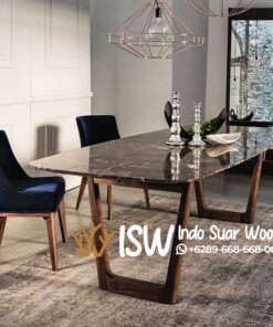 Meja Makan Marmer Kaki Kayu Kota Cilacap