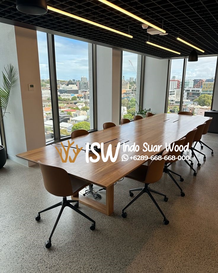 Meja Meeting Kayu Jati Utuh Kota Sukoharjo