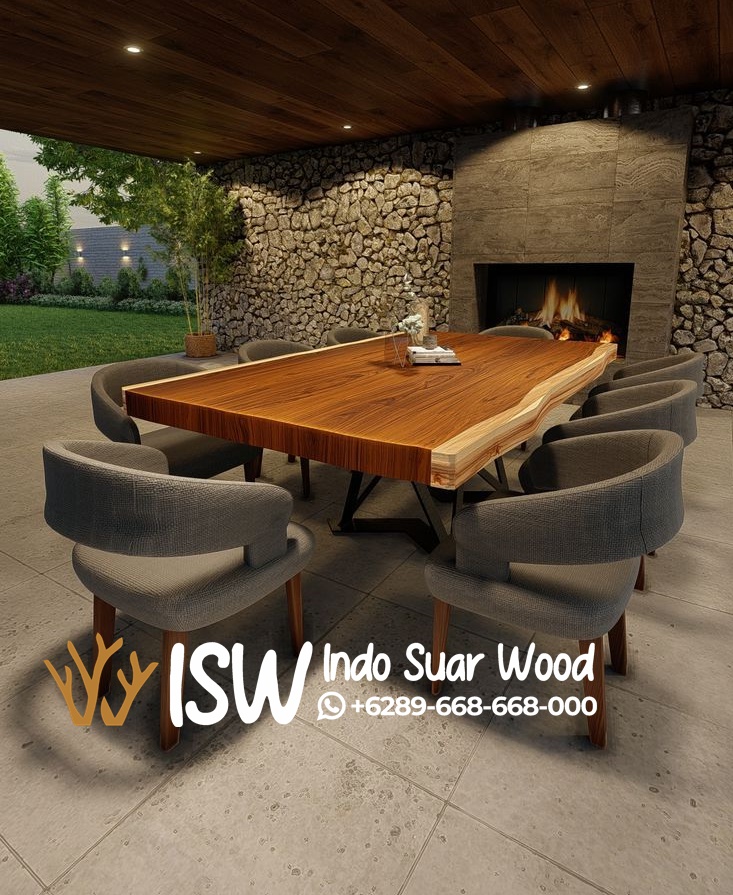 Meja Meeting Kayu Panjang