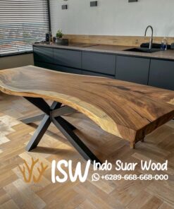 Meja Trembesi Besar Kaki Besi Hollow Terbaru