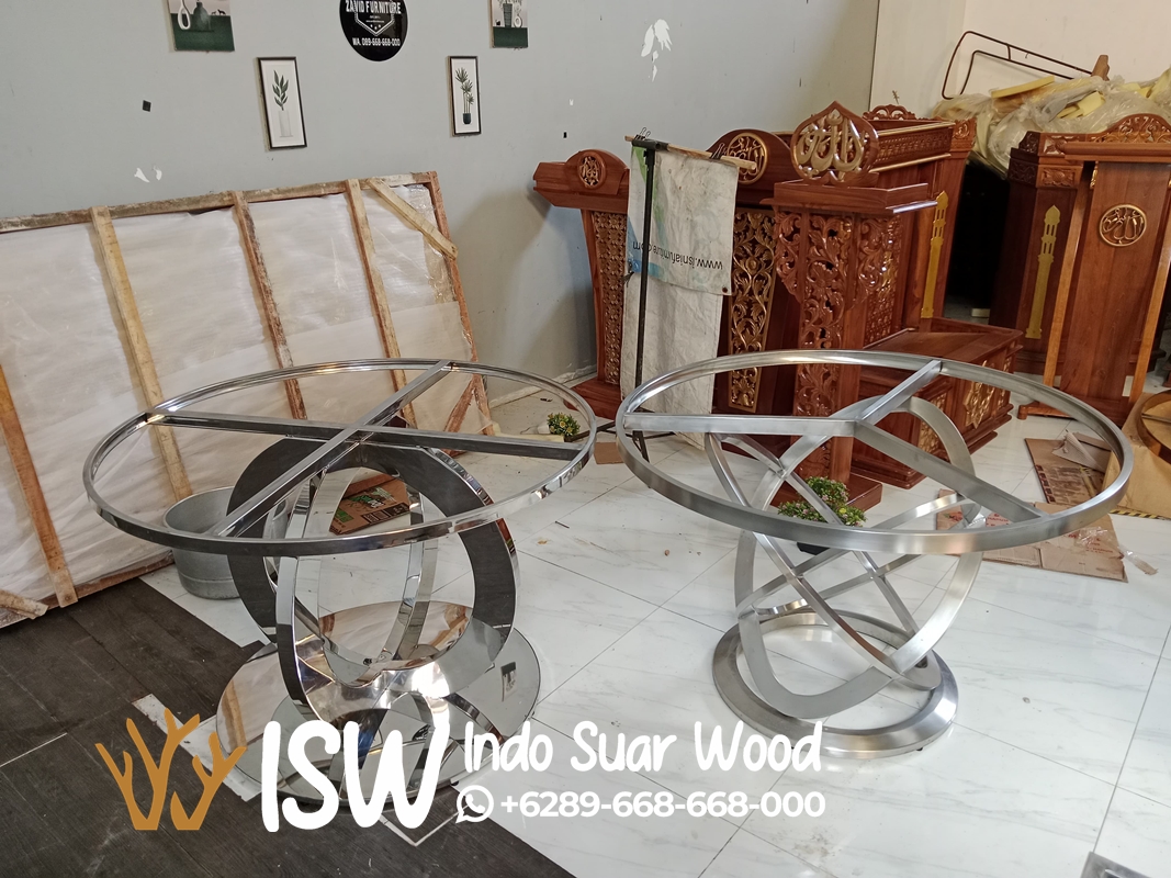 Kaki Meja Makan Stainless Bundar Bahan Steel