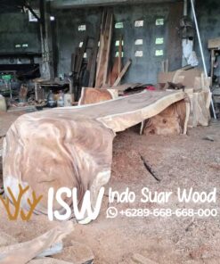 Meja Kayu Utuh Trembesi Lengkung
