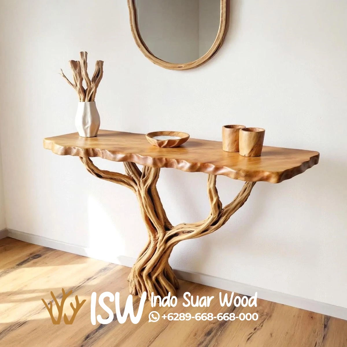 Meja Konsul Jati Natural Unik Elegan