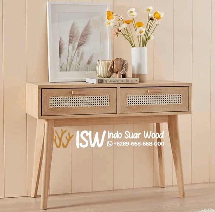 Meja Konsul Jati Rotan Alami