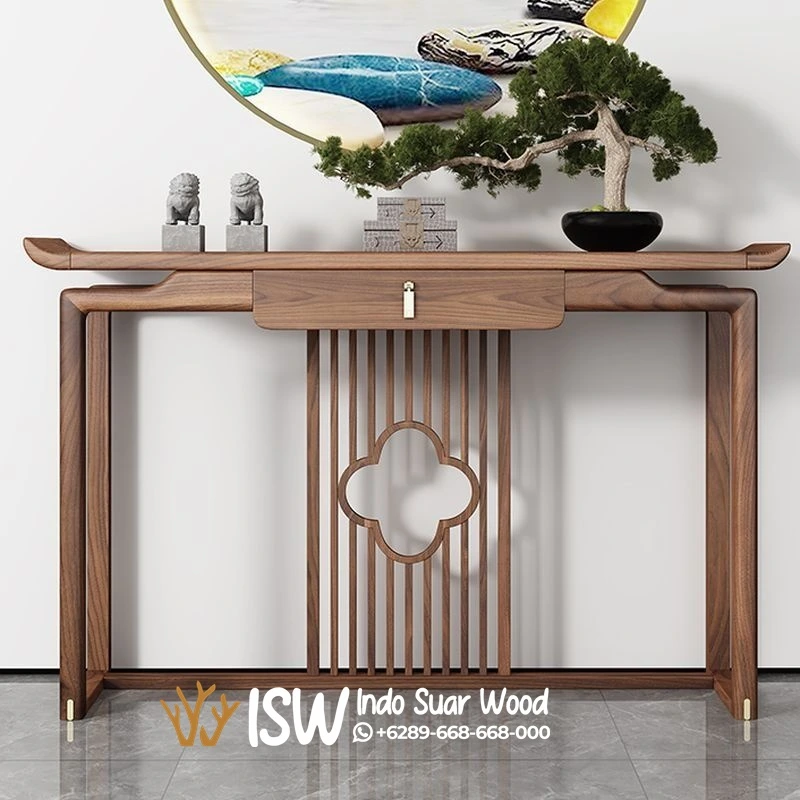 Meja Konsul Kayu Jati Finishing Natural Modern