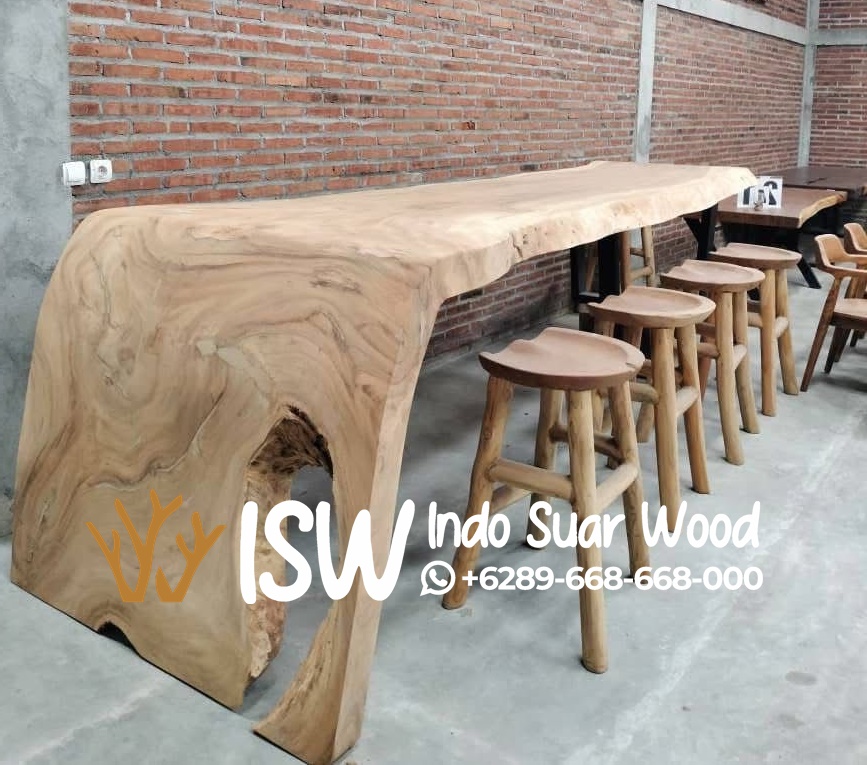 Meja Kursi Bar Kayu Utuh - Image 3