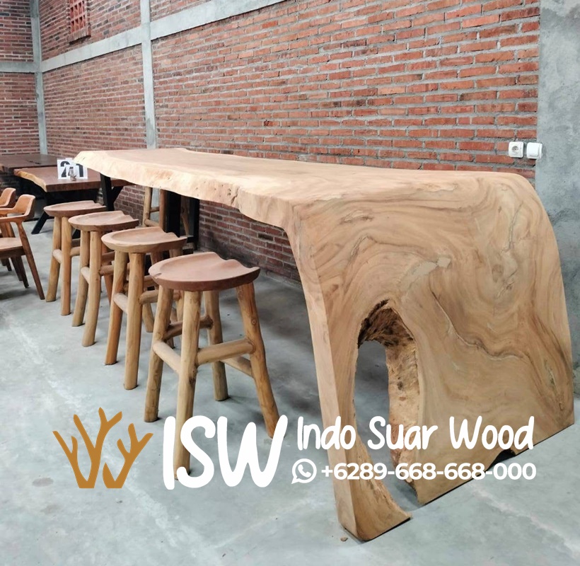 Meja Kursi Bar Kayu Utuh