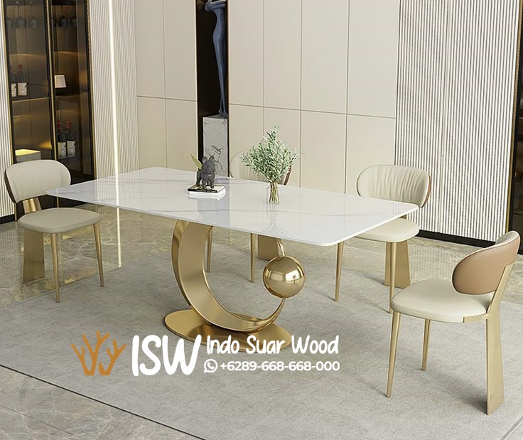 Meja Makan Marmer Kaki Stainless Kota Banyumas