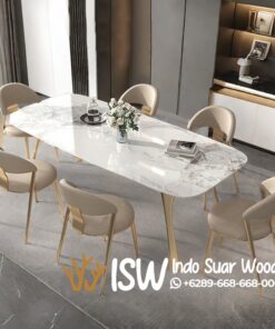 Meja Makan Marmer Kaki stainless Elegan Sidoarjo
