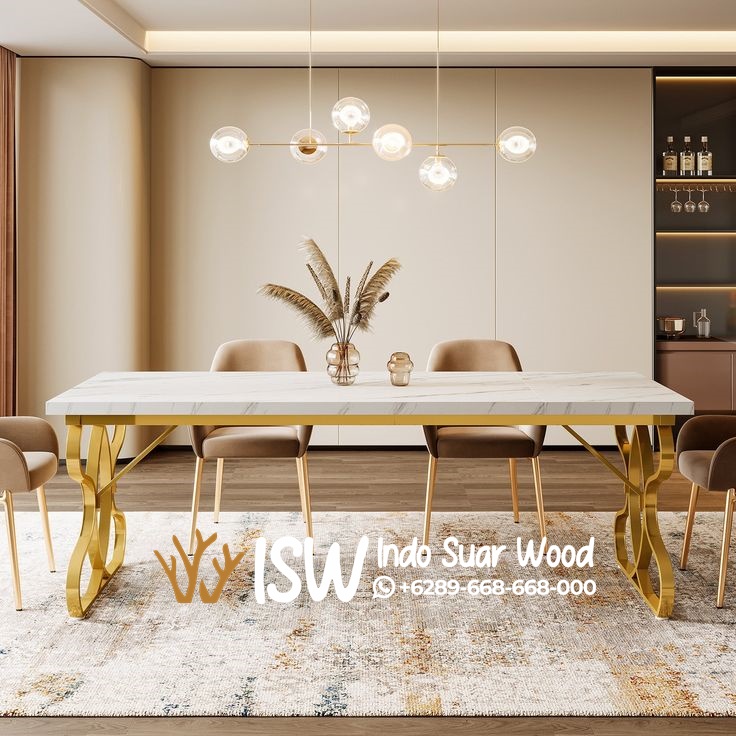 Meja Makan Marmer Stainless Elegan Kota Kendal