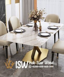 Meja Makan Marmer Stainless Elegan Wonogiri