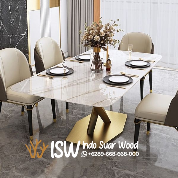 Meja Makan Marmer Stainless Elegan Wonogiri