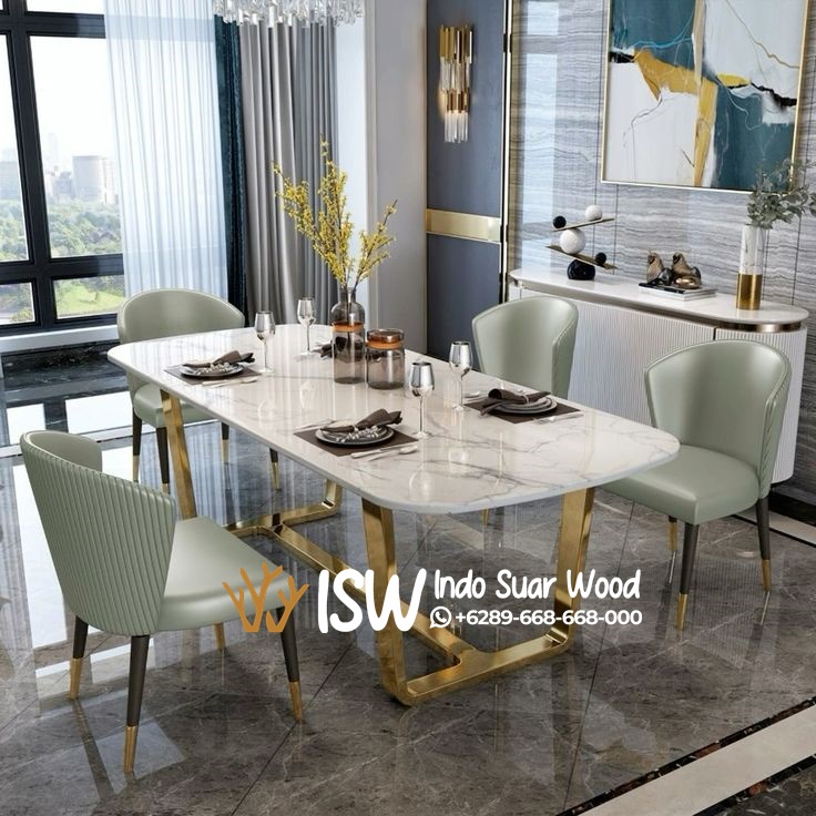 Meja Makan Marmer Stainless Kota Temanggung