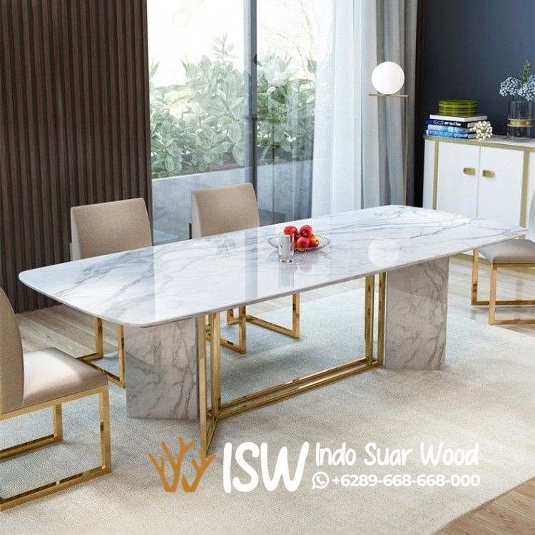 Meja Makan Marmer Stainless Mewah Bekasi