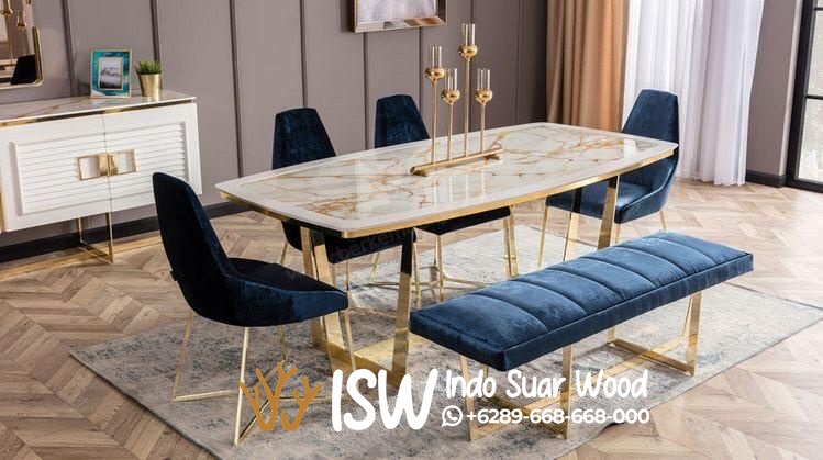 Meja Makan Marmer Stainless Mewah Kabupaten Pacitan