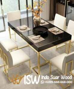 Meja Makan Marmer Stainless Mewah Kota Grobogan