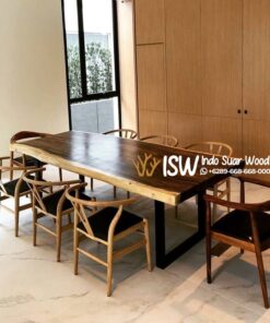 Meja Meeting Trembesi Kaki Besi Jombang