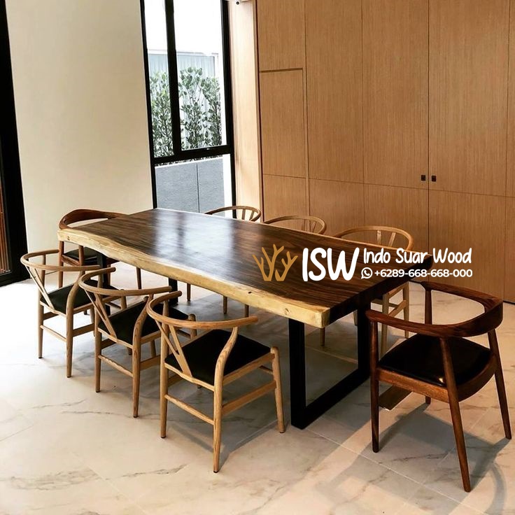 Meja Meeting Trembesi Kaki Besi Jombang