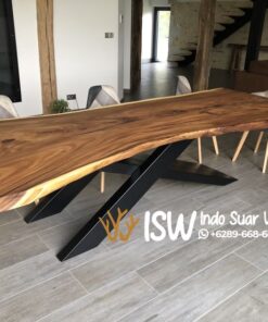 Meja Meeting Trembesi Kaki Besi X Wonogiri