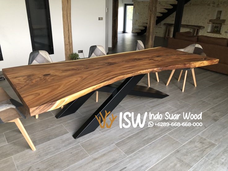 Meja Meeting Trembesi Kaki Besi X Wonogiri