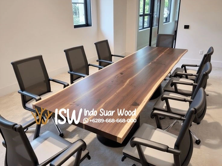Meja Meeting Trembesi Kaki Stainless Magelang