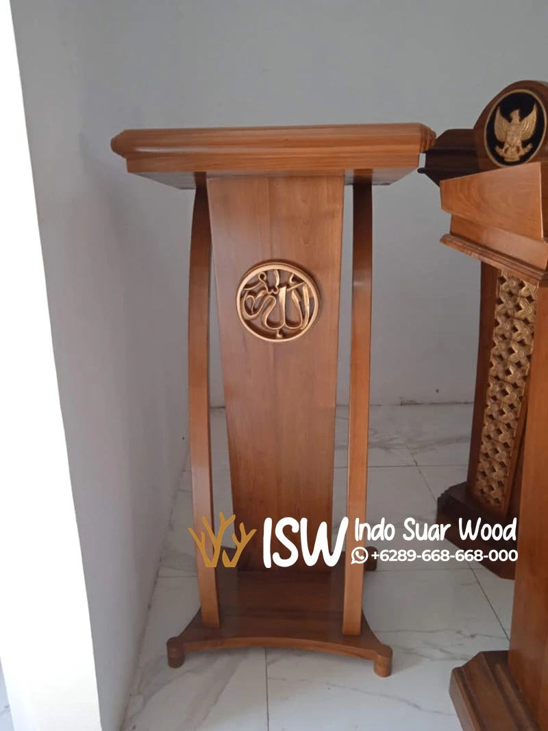 Mimbar Kayu Jati Minimalis Kaligrafi di Mojokerto